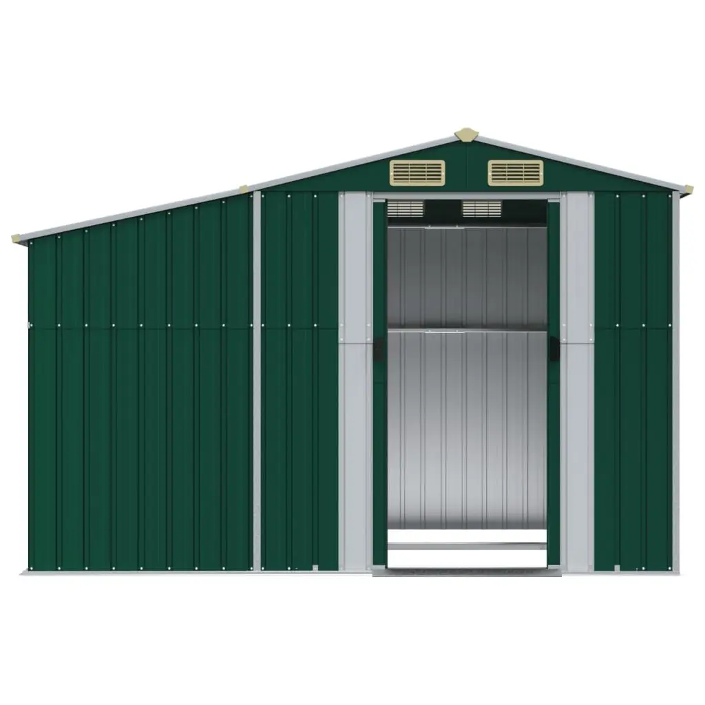 Garden Shed Green 277x192.5x179cm Galvanised Steel Outdoor Storage Tool House
