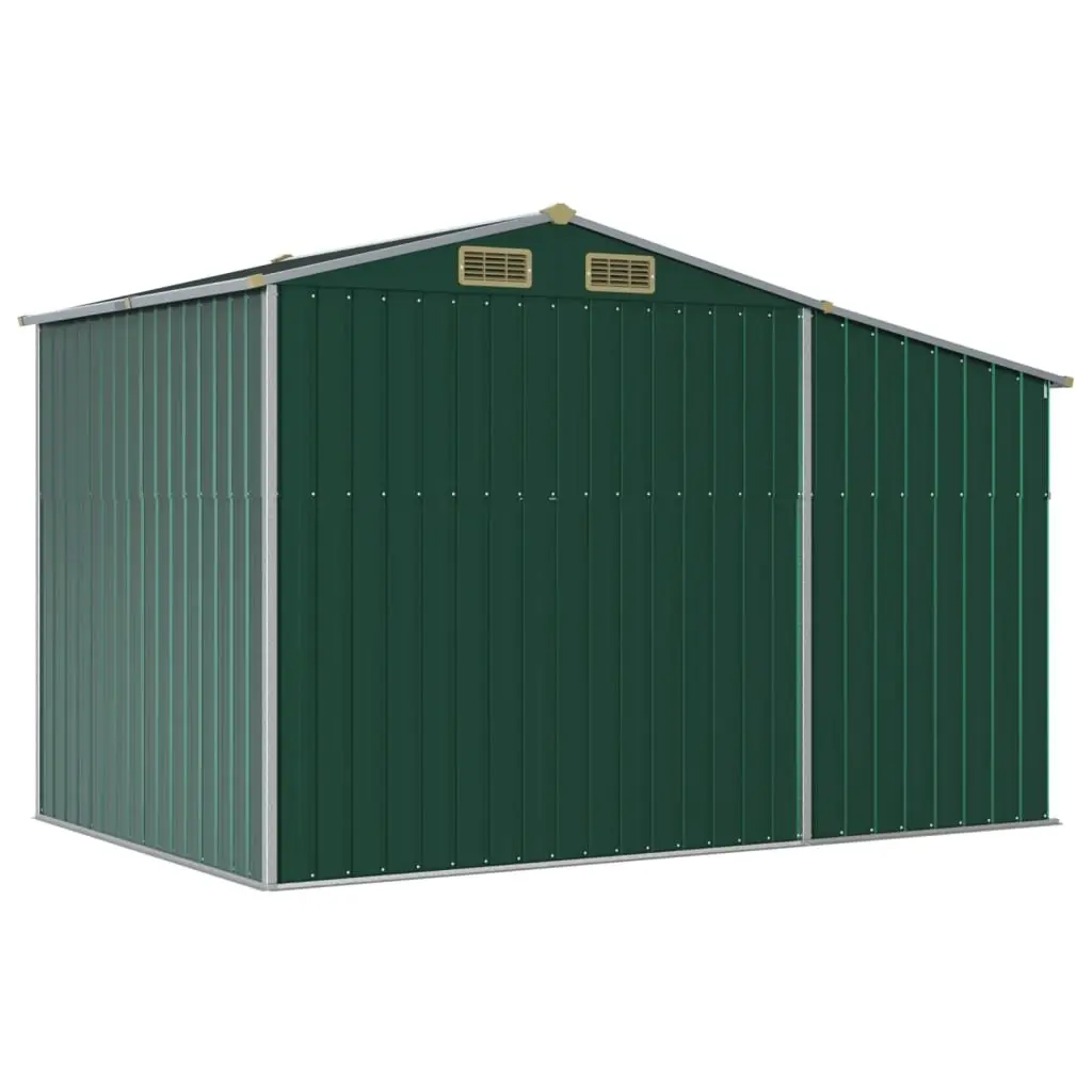 Garden Shed Green 277x192.5x179cm Galvanised Steel Outdoor Storage Tool House