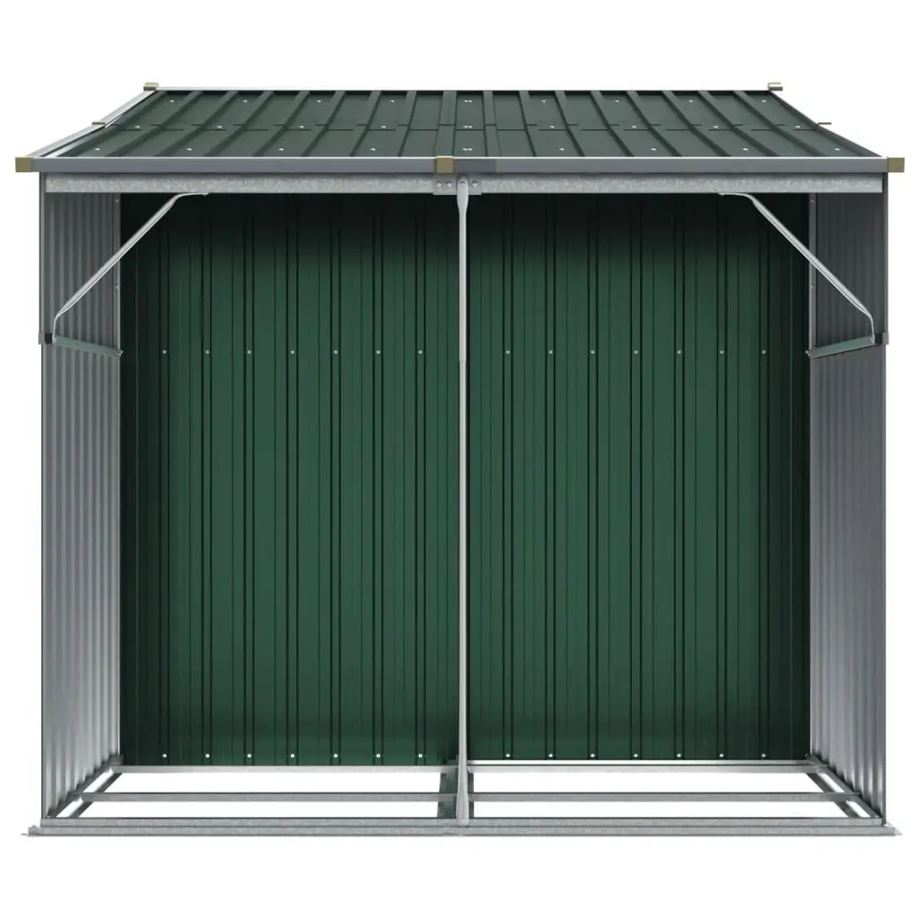 Garden Shed Green 277x192.5x179cm Galvanised Steel Outdoor Storage Tool House