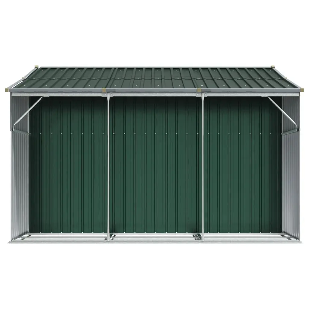 Garden Shed Green Galvanised Steel Outdoor Storage Tool House 277x279x179cm Robust Air Vents Sloping Roof