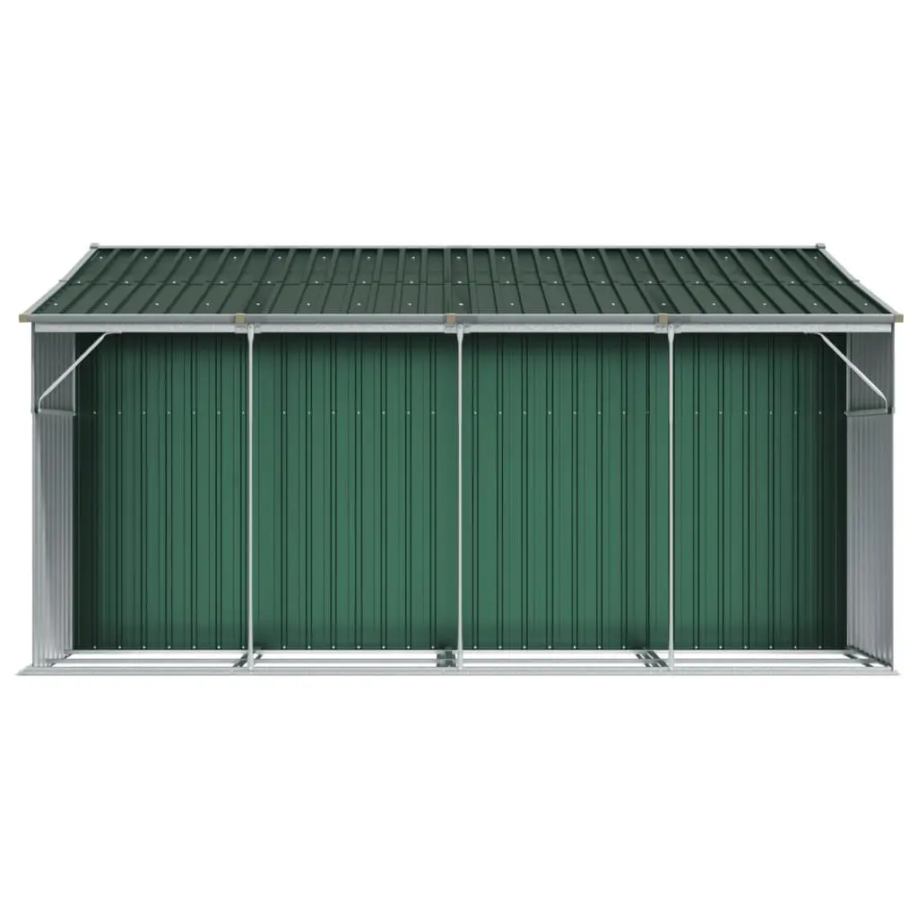 Garden Shed Green 277x365.5x179cm Galvanised Steel Outdoor Storage Tool House with Handles