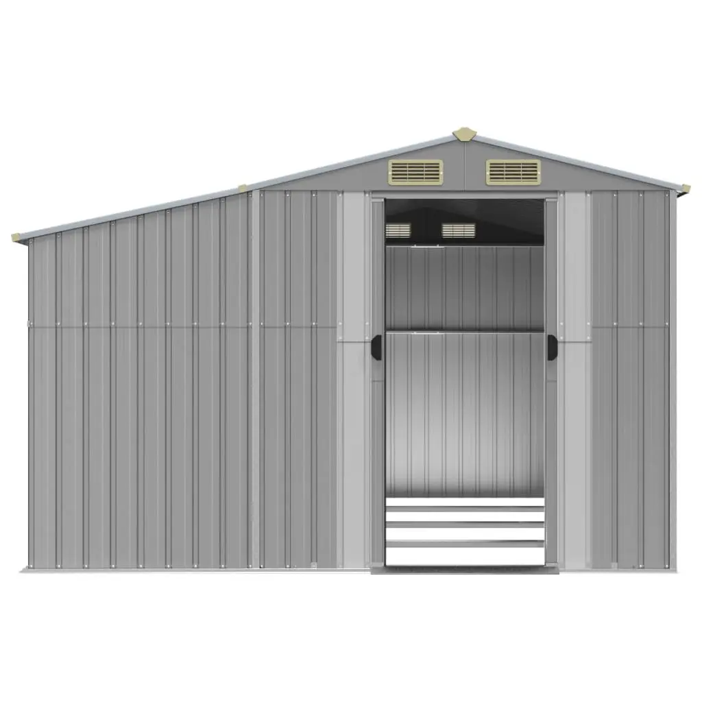 Garden Shed Grey 277x365.5x179cm Galvanised Steel Outdoor Storage Tool House