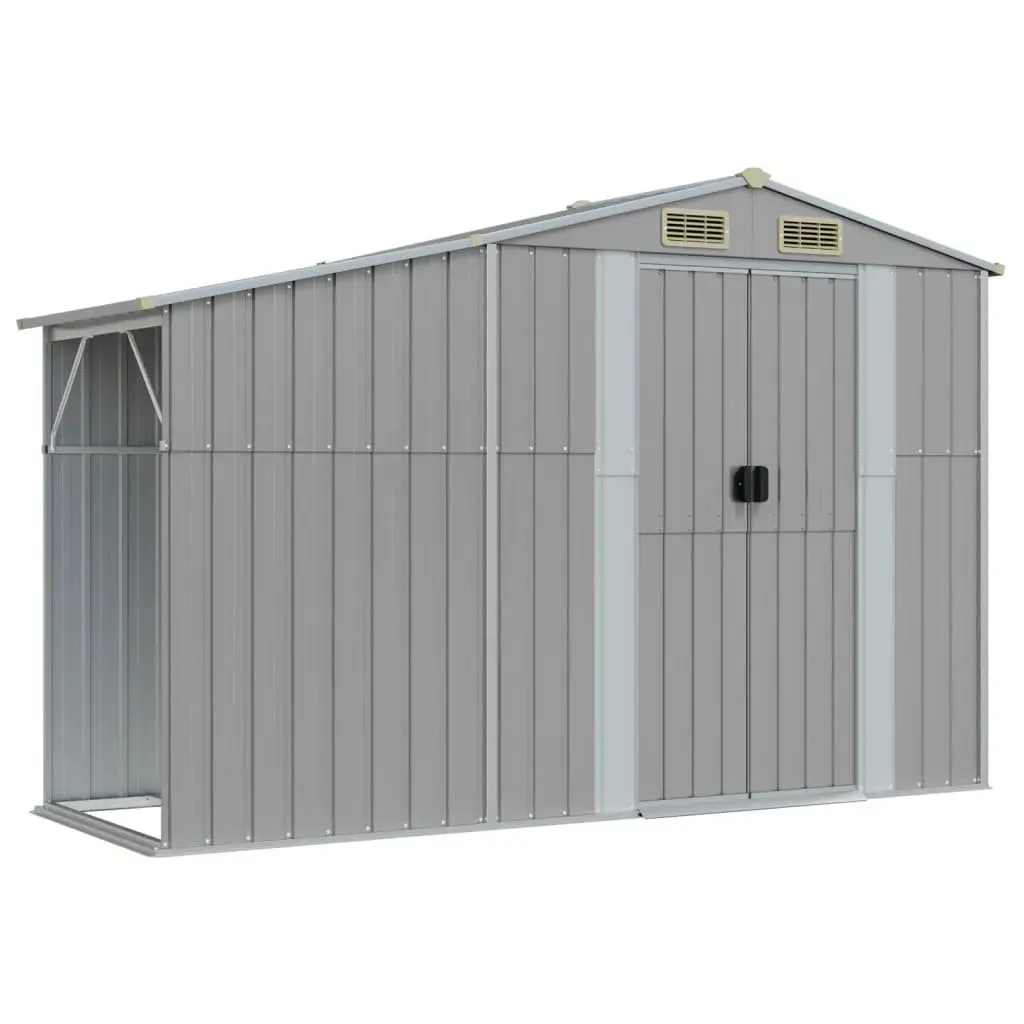 Garden Shed Grey 277x365.5x179cm Galvanised Steel Outdoor Storage Tool House