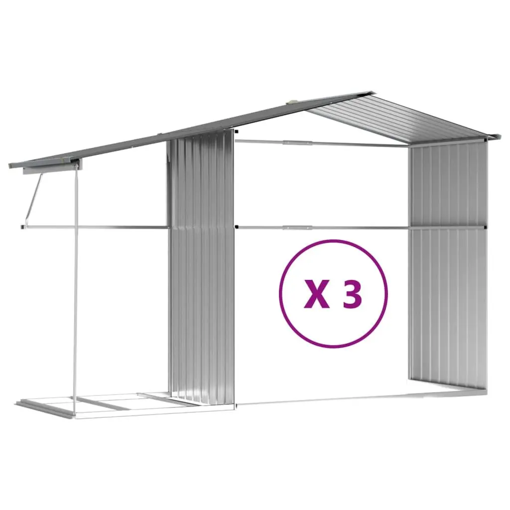 Garden Shed Grey 277x365.5x179cm Galvanised Steel Outdoor Storage Tool House