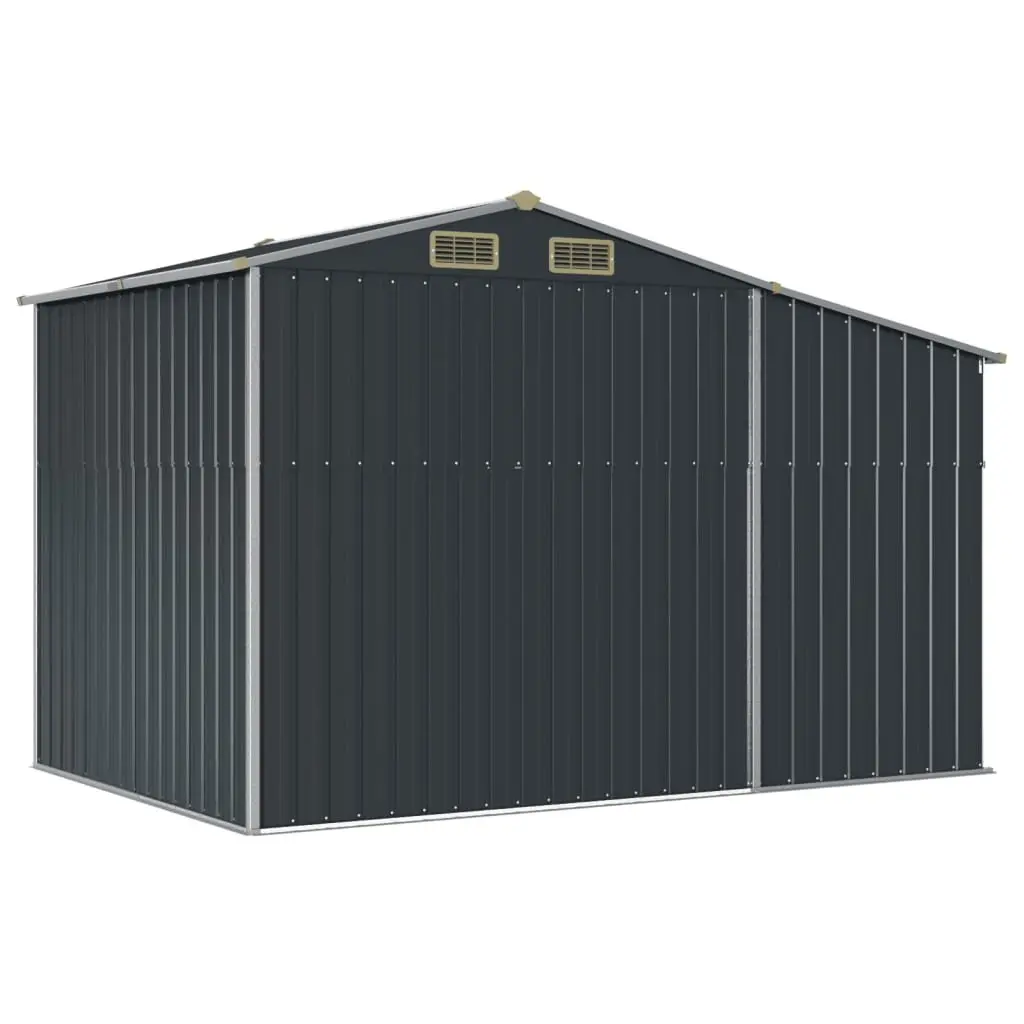 Garden Shed Anthracite 277x192.5x179cm Galvanised Steel Outdoor Storage Tool with Air Vents and Sloping Roof