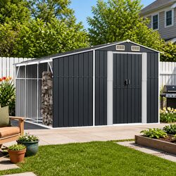 Compact Anthracite Garden Shed 277x279x179cm for Your Yard