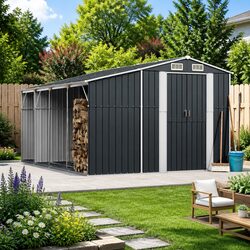 Compact Anthracite Garden Shed 277x365.5x179cm for Your Yard