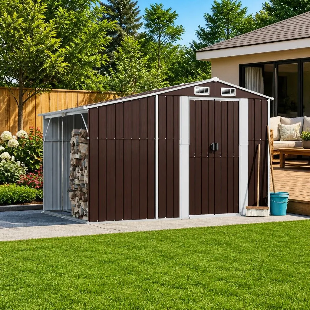 Garden Shed in Brown, 277x192.5x179 cm