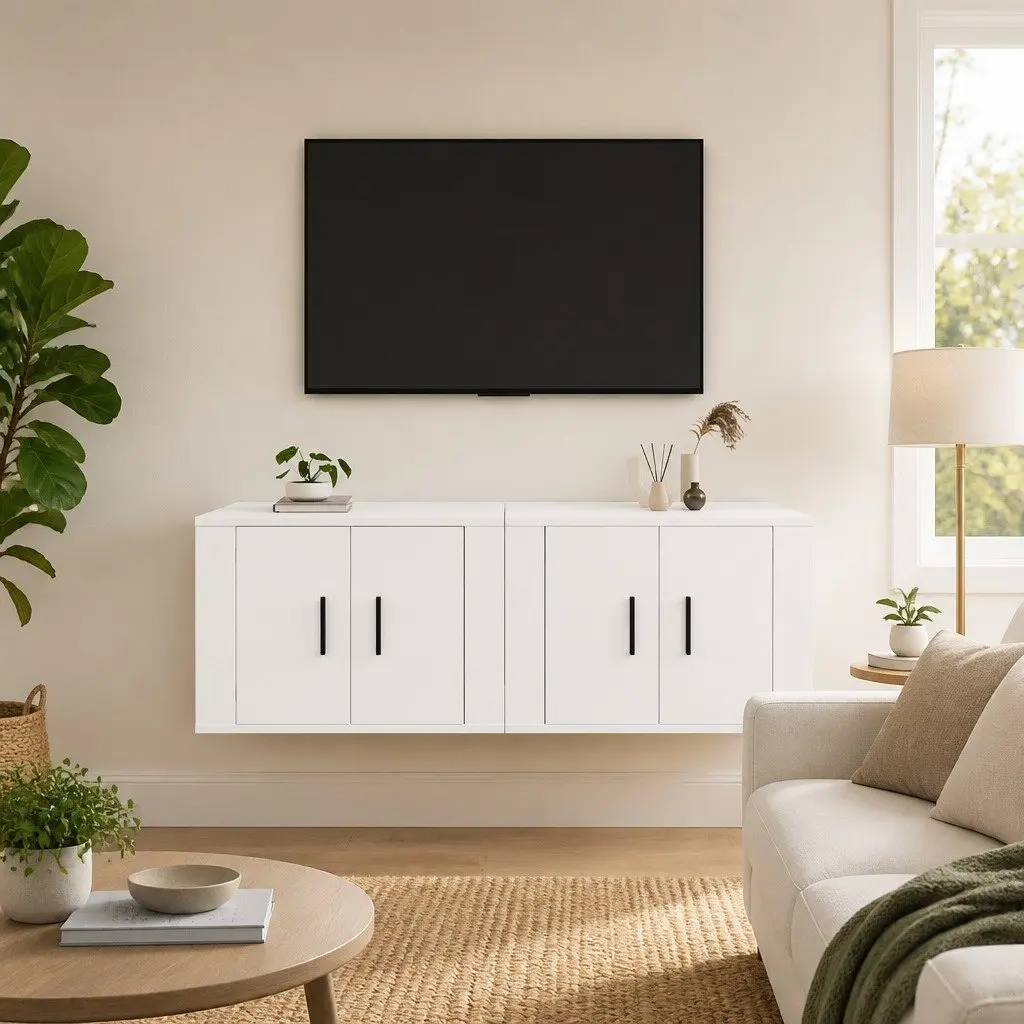 Wall-Mounted TV Cabinet in White