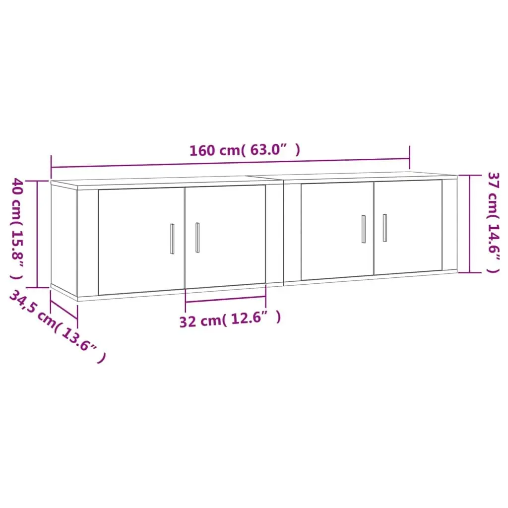 Wall-mounted TV Cabinets 2 pcs for Small Spaces