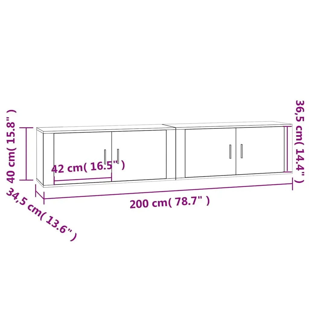 Wall-mounted TV Cabinets 2 pcs White Storage Media Unit Organiser