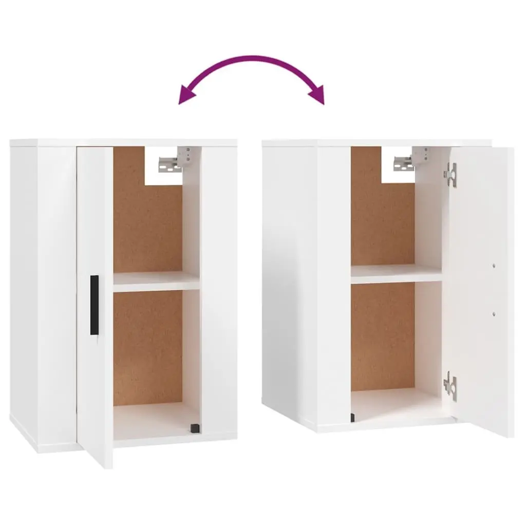 3 Piece White Engineered Wood Wall-Mounted TV Cabinet Set Storage Unit