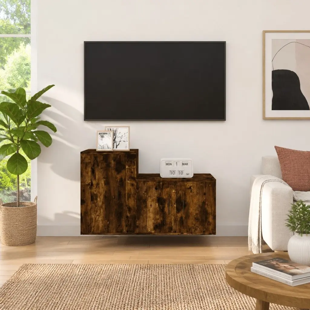 Wall-Mounted TV Cabinet Units in Brown