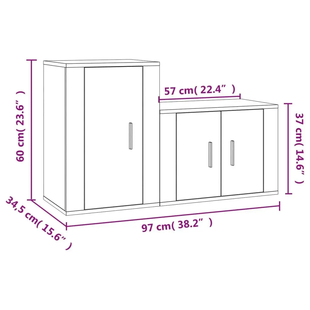 Wall-Mounted TV Cabinet Units in Brown
