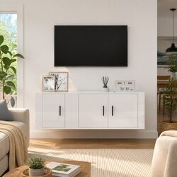 Compact Wall-Mounted TV Cabinet Set for Media Storage