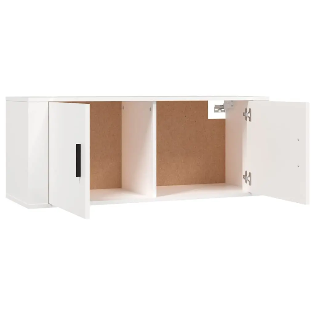 TV Cabinet Set White 3 Piece Wall-Mounted Media Storage Engineered Wood