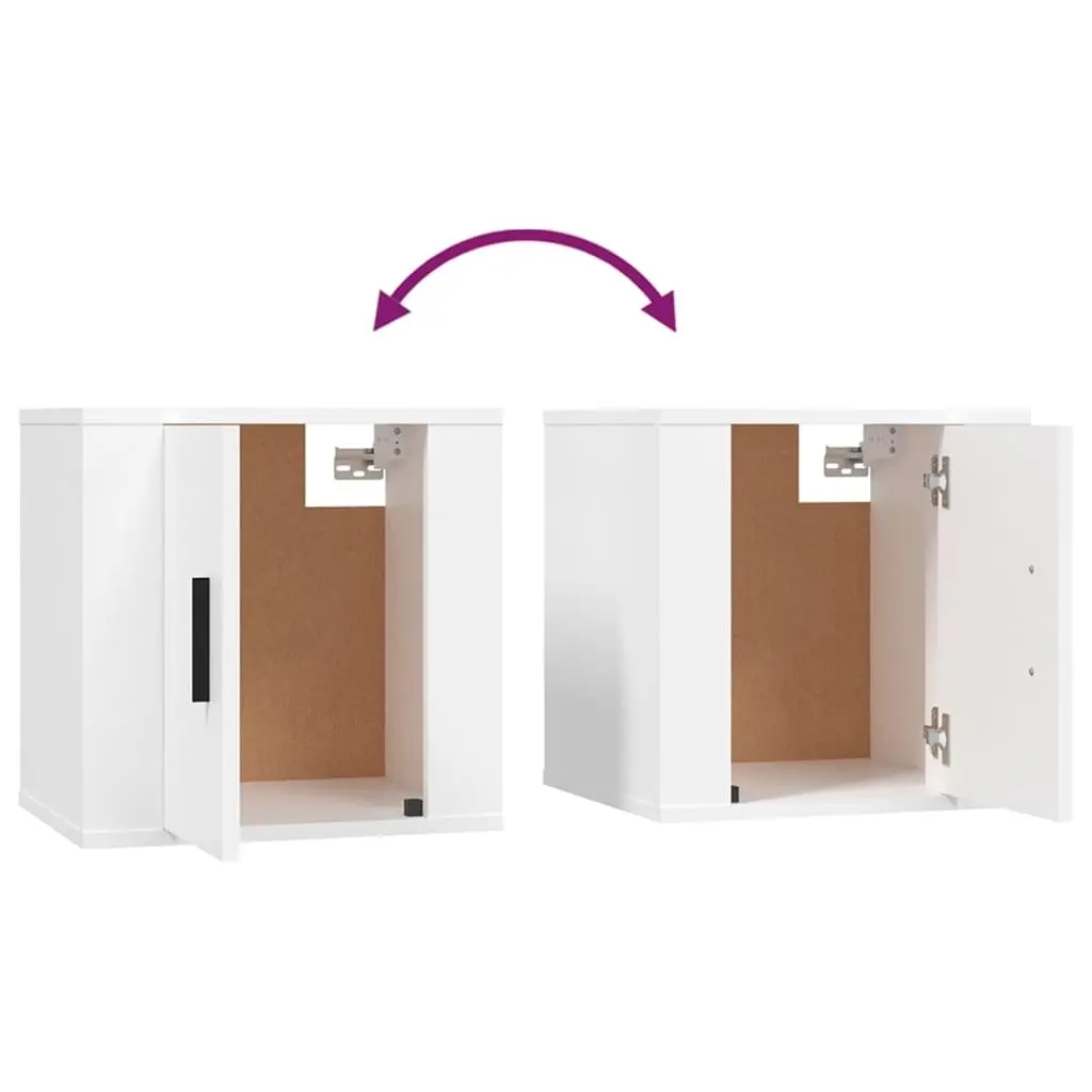 4 Piece White Engineered Wood Wall Mounted TV Cabinet Storage Unit