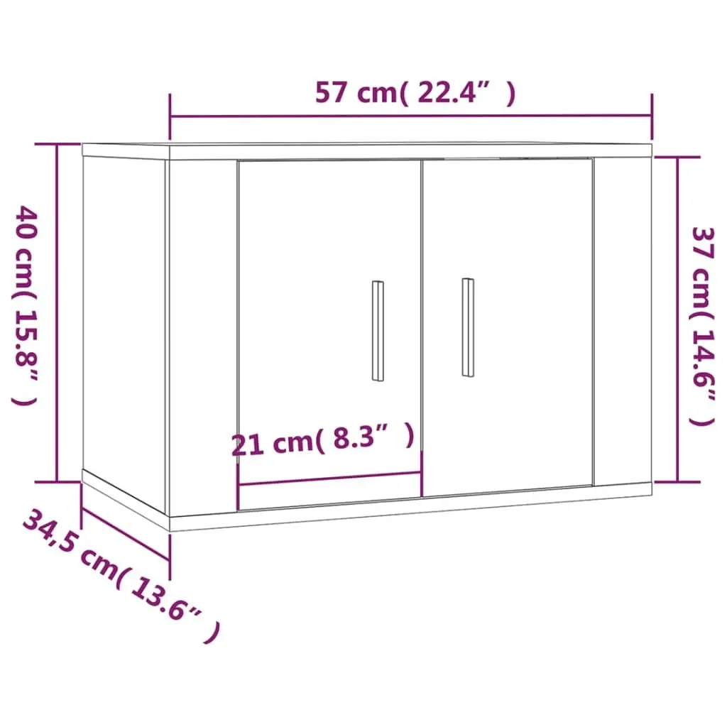 3 Piece White TV Cabinet Set with Wall Mounting