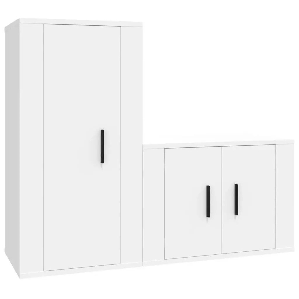 White Wall-Mounted TV Cabinet Storage Set