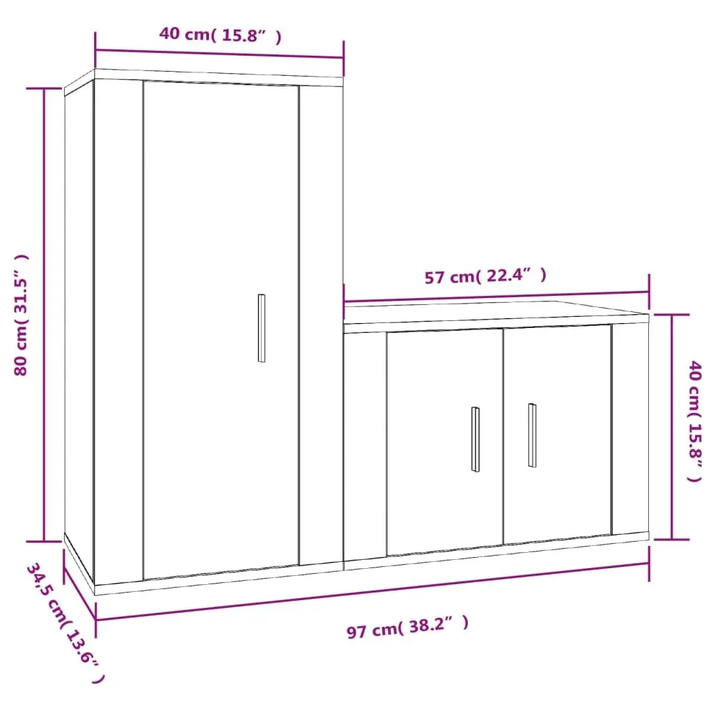 White Wall-Mounted TV Cabinet Storage Set