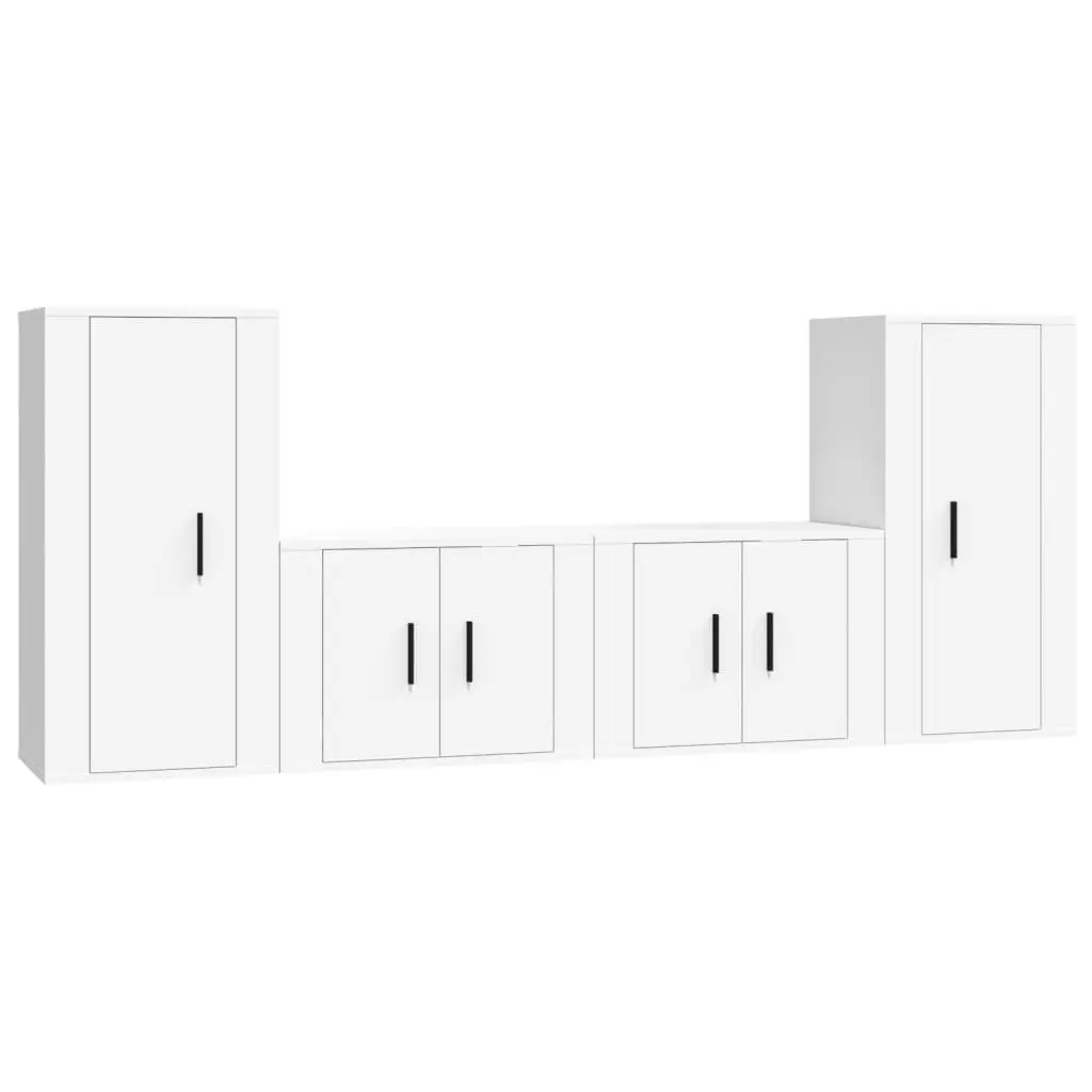4-Piece Wall-Mounted TV Cabinet in White