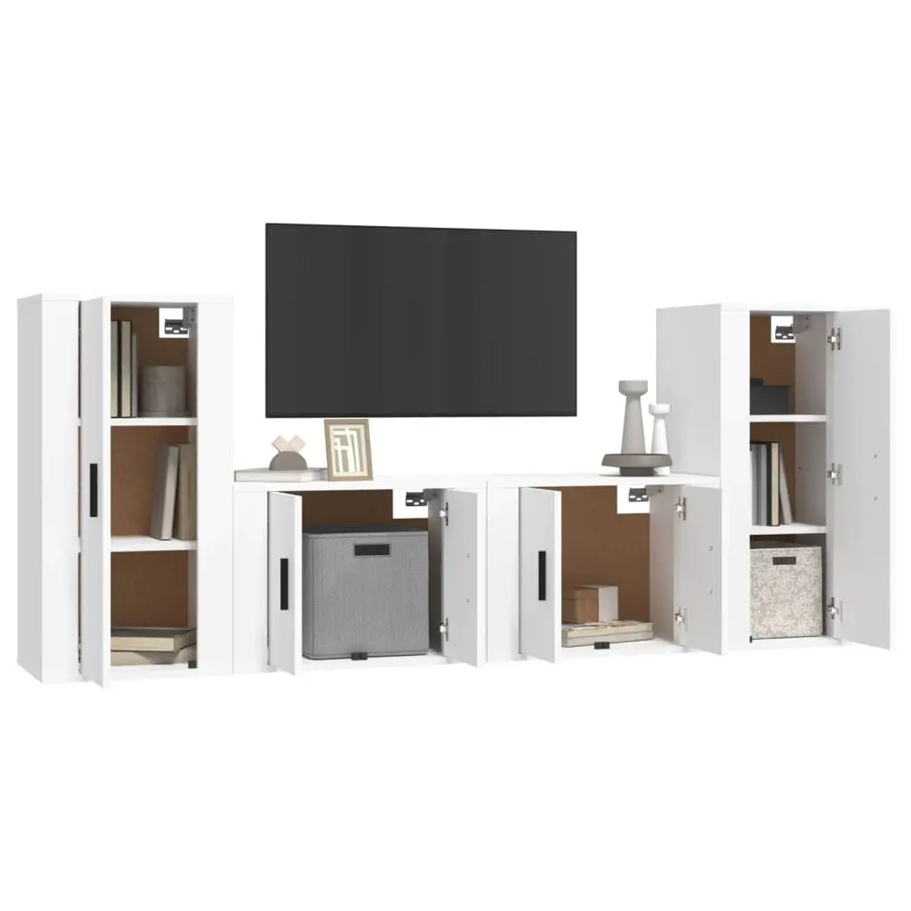 4-Piece Wall-Mounted TV Cabinet in White