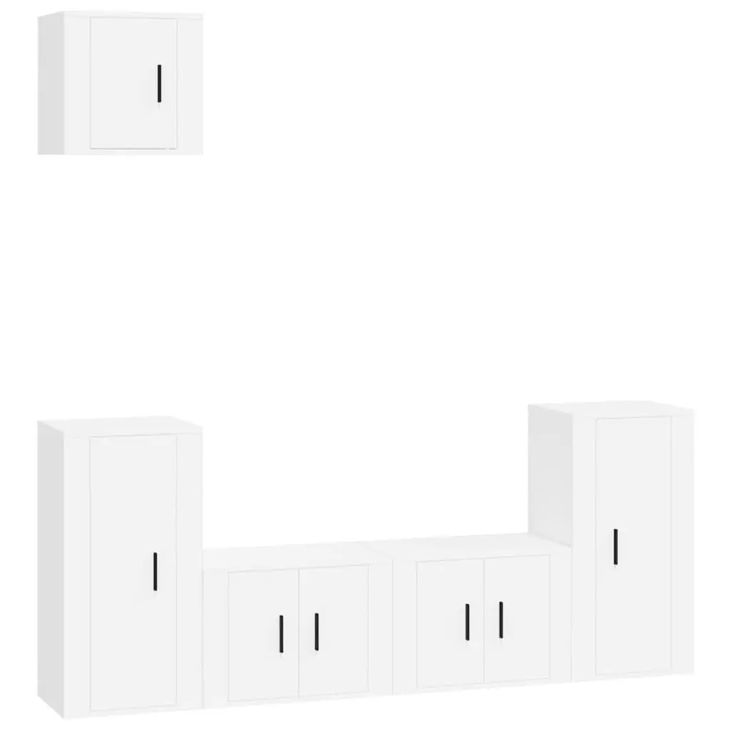 5 Piece Wall-Mounted White TV Cabinet