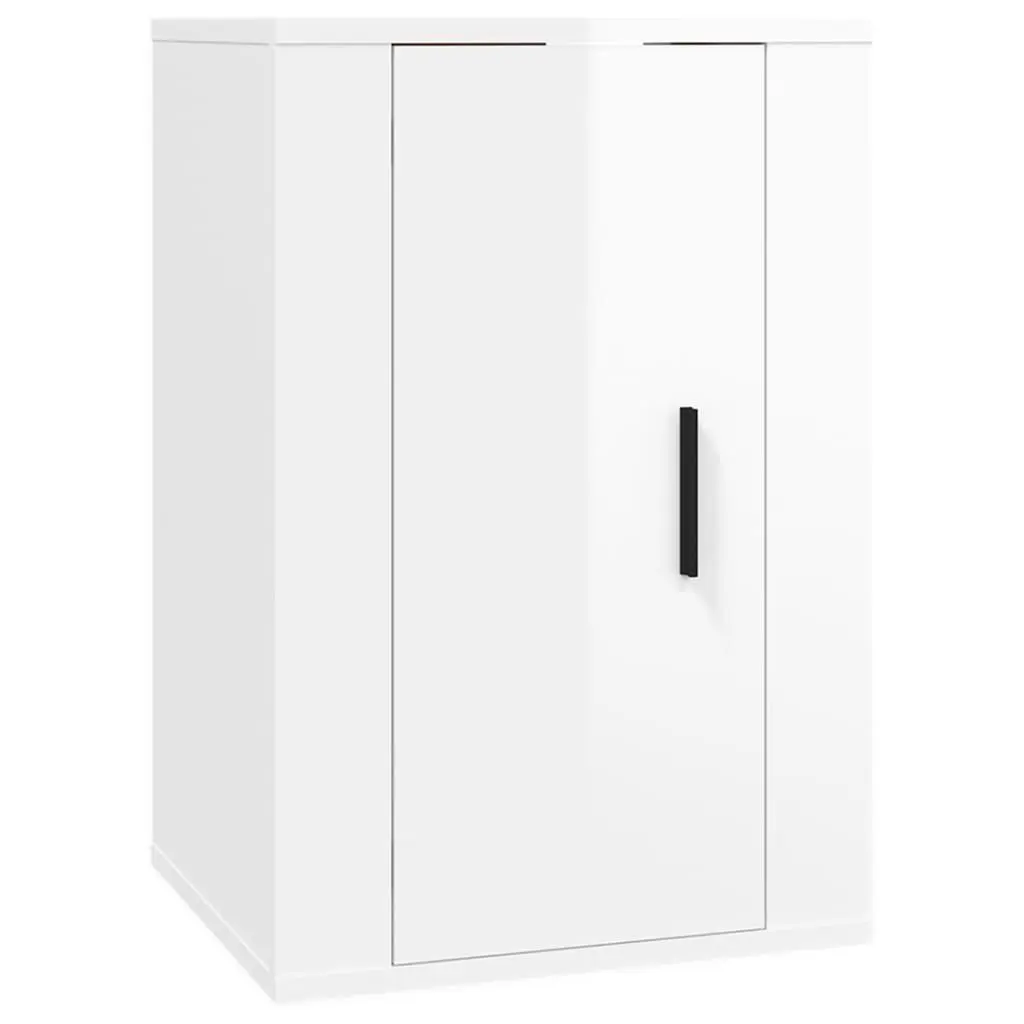 4 Piece TV Cabinet Set Wall Mounted High Gloss White Storage Unit Organizer