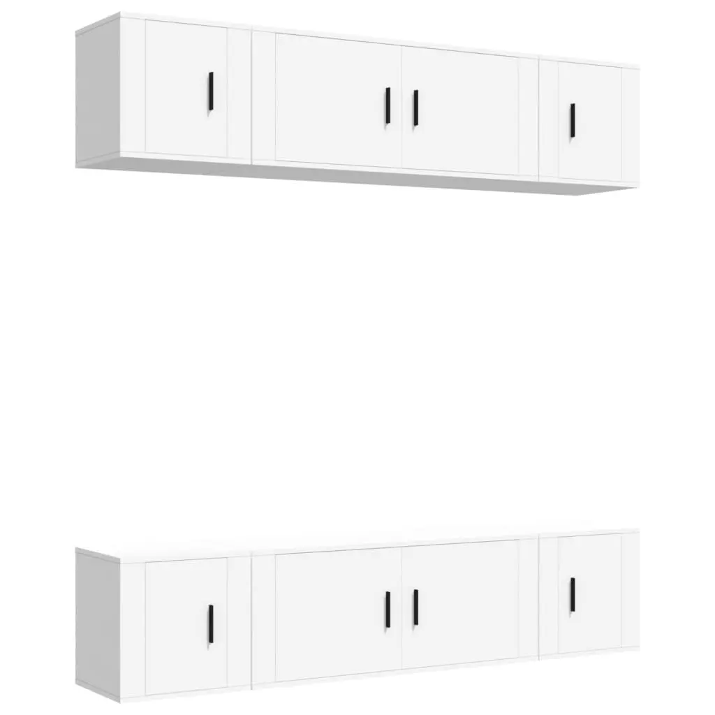 White 6 Piece Wall-Mounted TV Cabinet Set