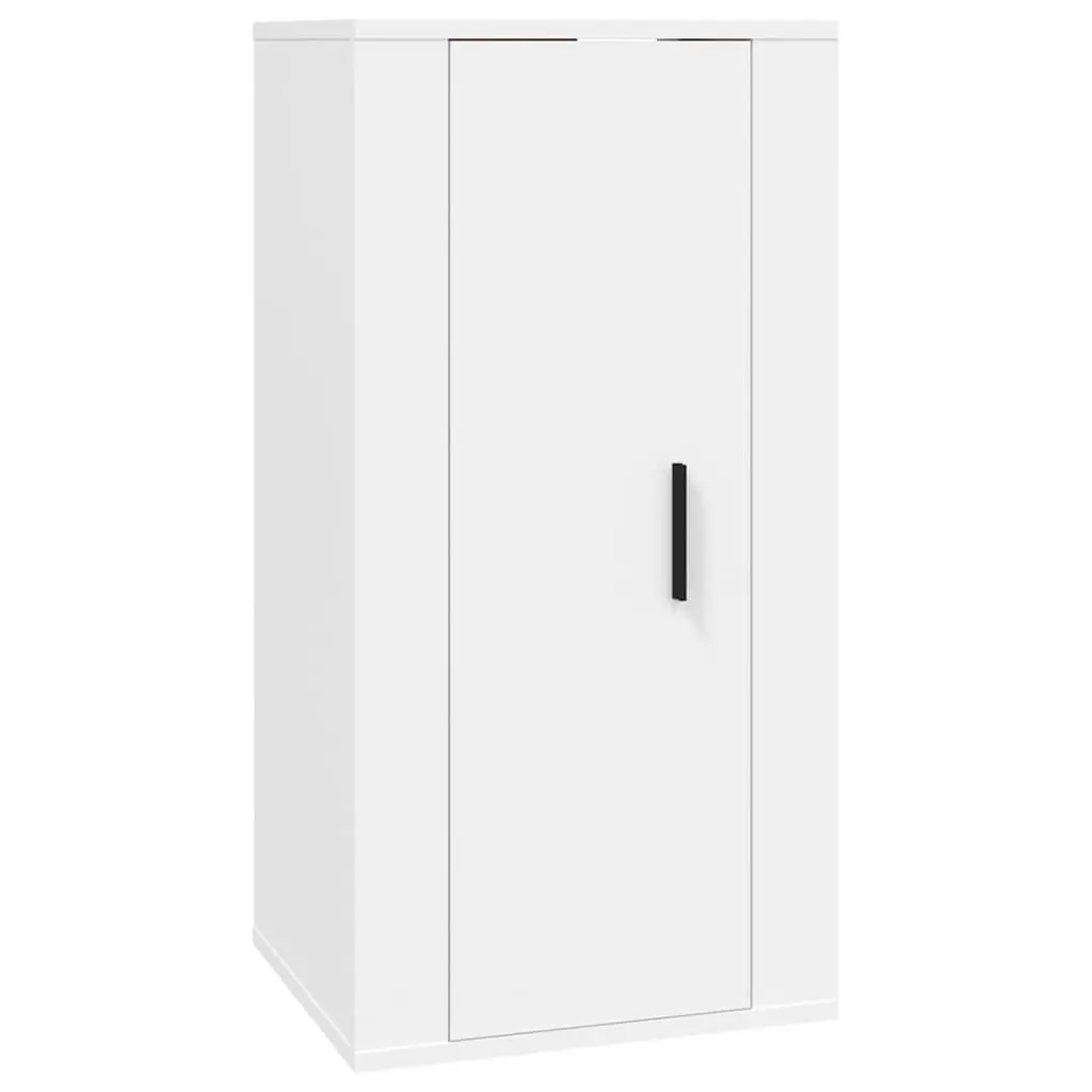 4 Piece TV Cabinet Set White Wall Mounted Storage Unit Engineered Wood