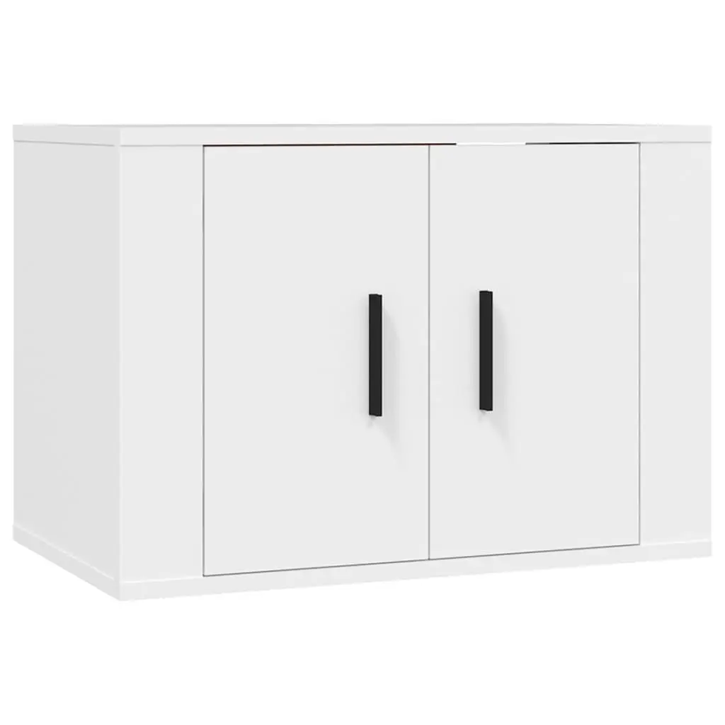 White Wall-Mounted TV Cabinet Set, 2 Pieces