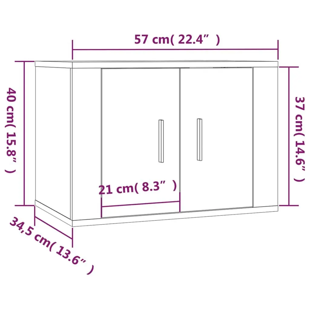White Wall-Mounted TV Cabinet Set, 2 Pieces
