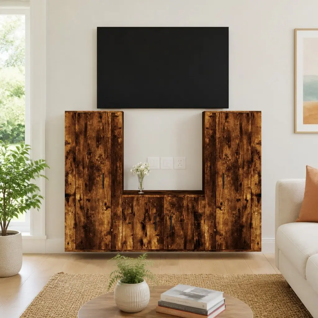 3-Piece Wall-Mounted TV Cabinet Set with Storage