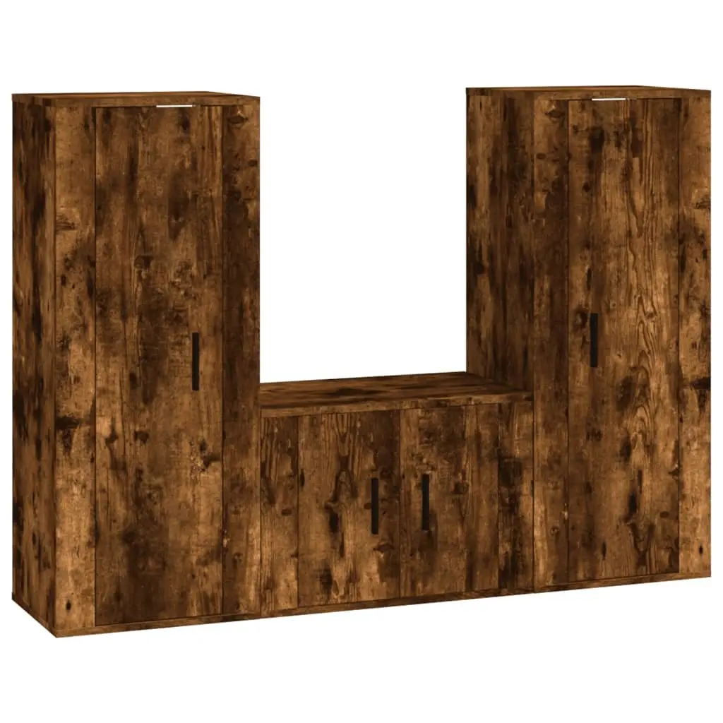 3-Piece Wall-Mounted TV Cabinet Set with Storage