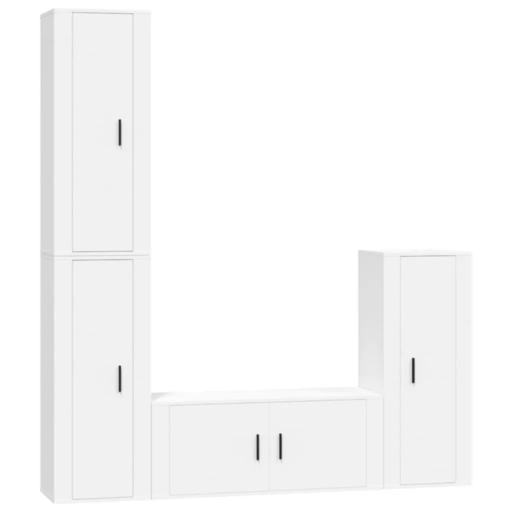 White 4-Piece Wall-Mounted TV Cabinet