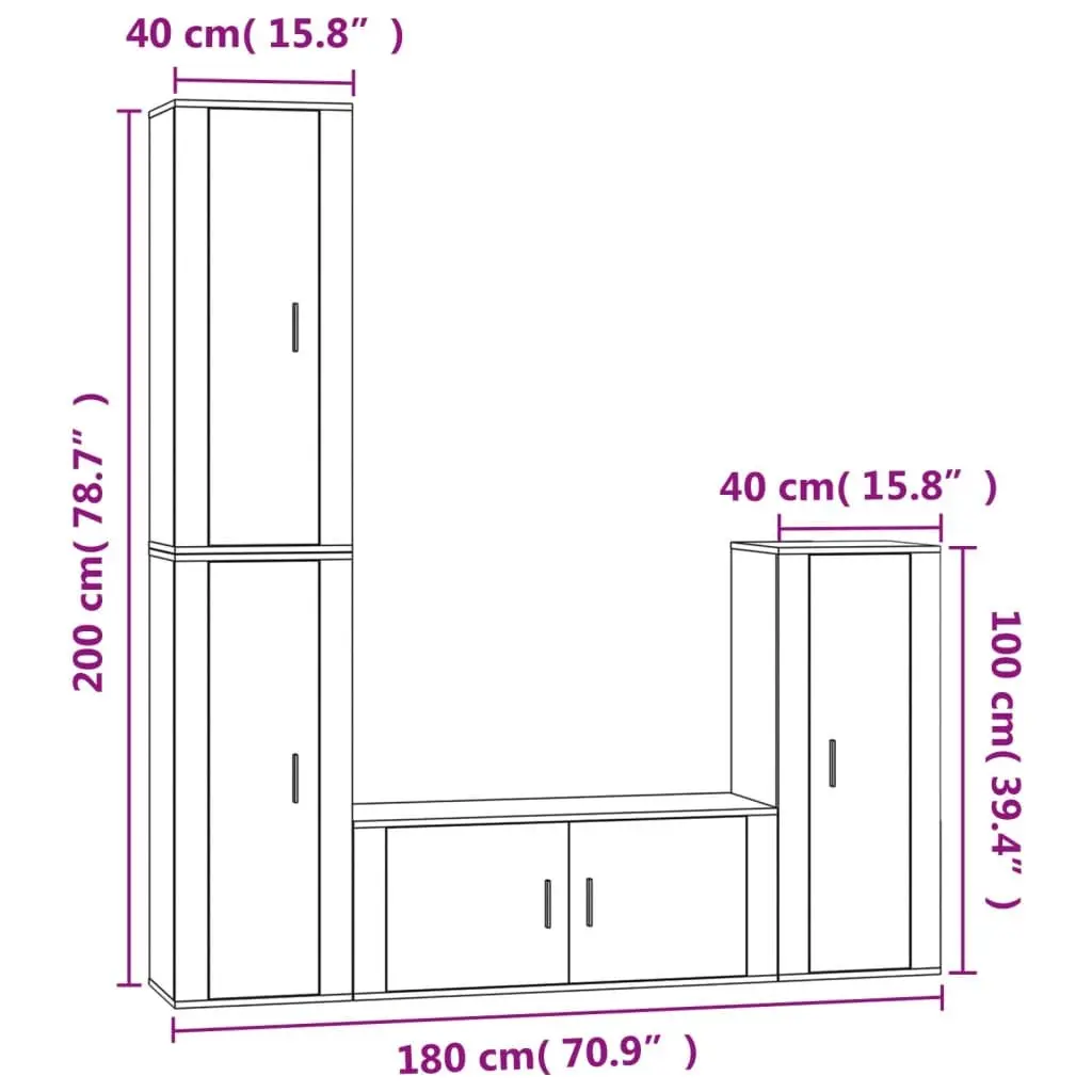 White 4-Piece Wall-Mounted TV Cabinet