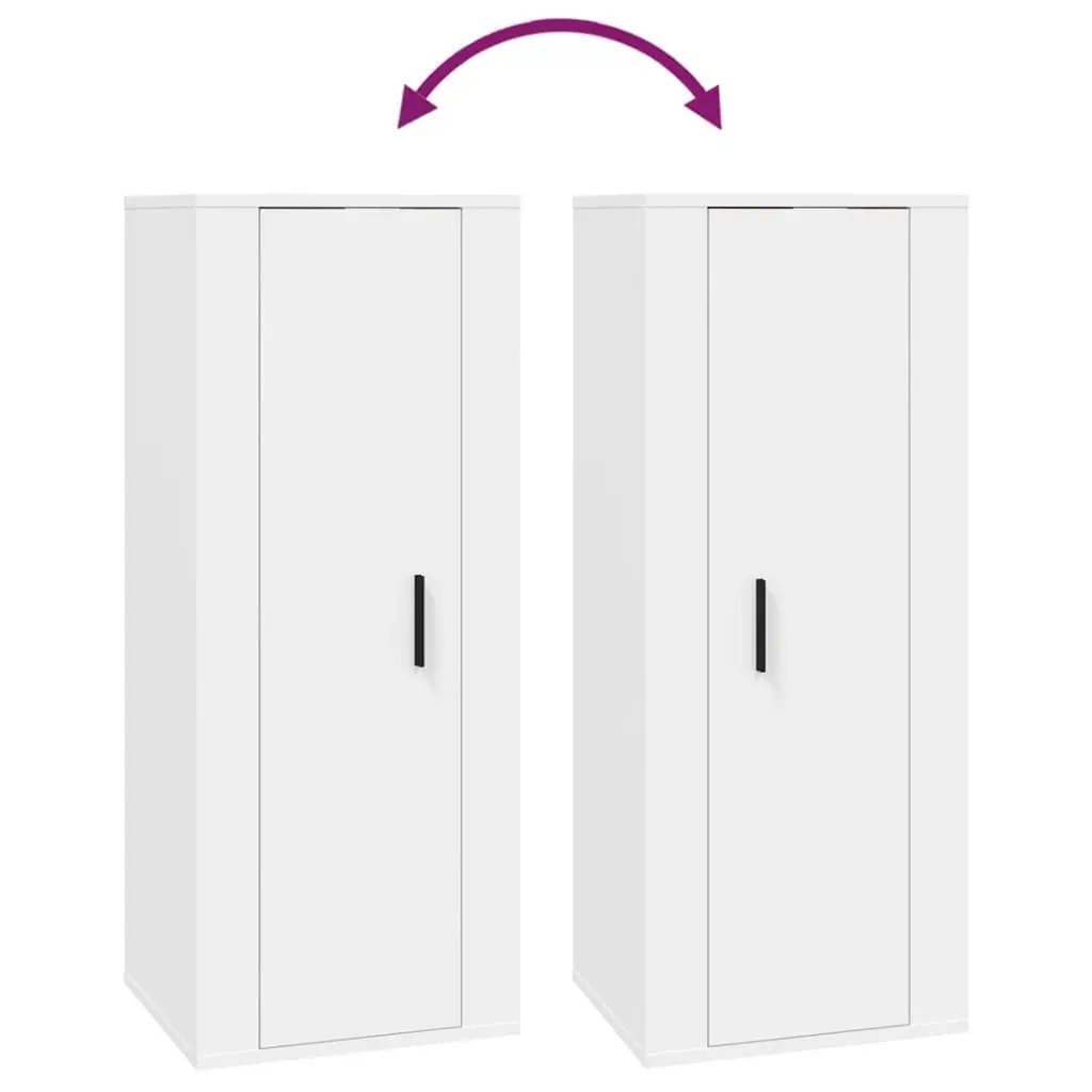 5 Piece TV Cabinet Set Wall Mounted Storage Media Unit White Engineered Wood