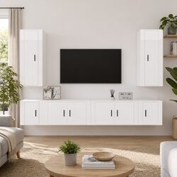 Concise and Confident 6-Piece Wall-Mounted TV Cabinet Set