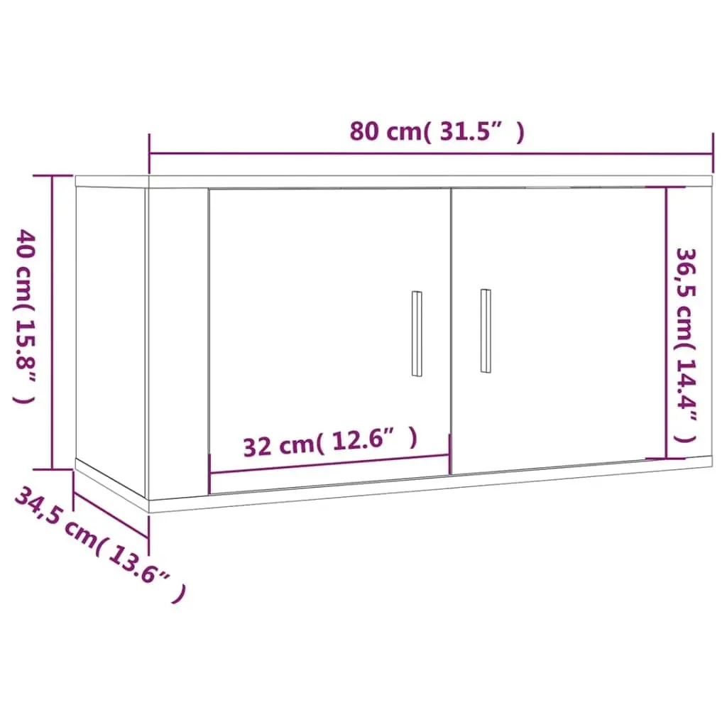 6 Piece TV Cabinet Set Wall-Mounted Media Storage High Gloss White Wood Units