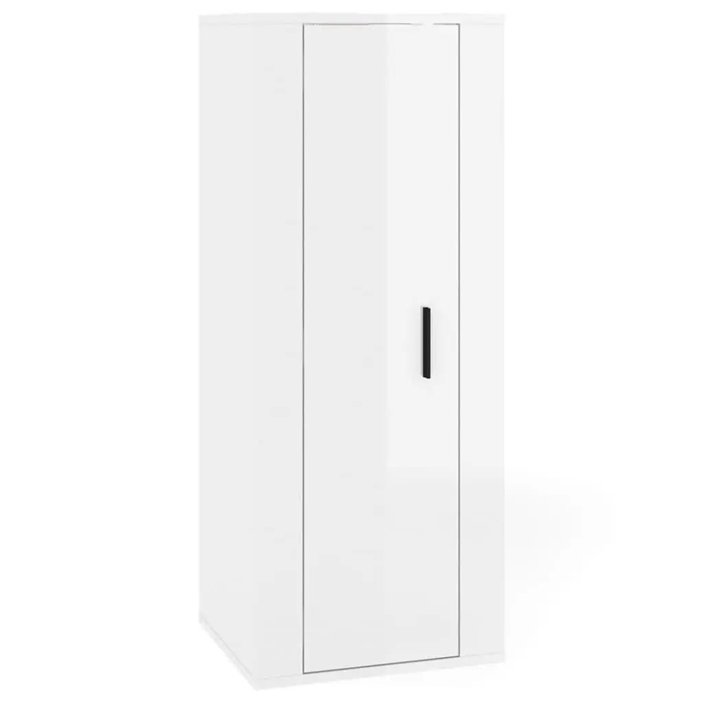 6 Piece TV Cabinet Set Wall-Mounted Media Storage High Gloss White Wood Units