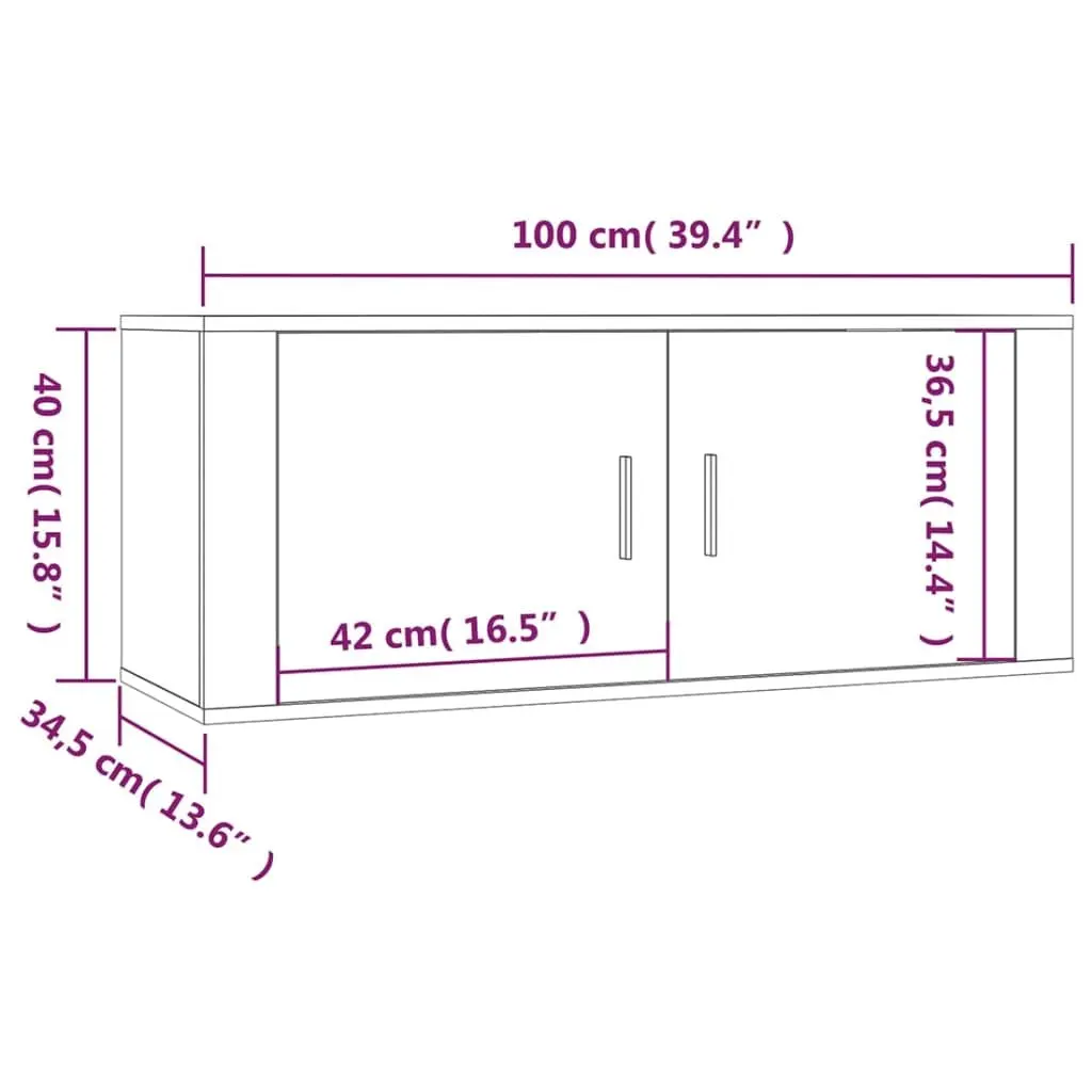 4 Piece TV Cabinet Set Wall Mounted Storage Media Unit White Engineered Wood