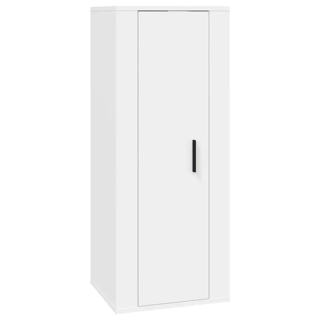 TV Cabinet Set White 6 Piece Wall-Mounted Media Storage Engineered Wood Units