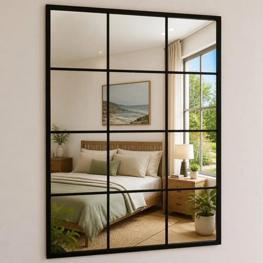 Wall Mirrors Black 80x60 cm Metal Frame 2 Pieces Decor Bedroom Living Room