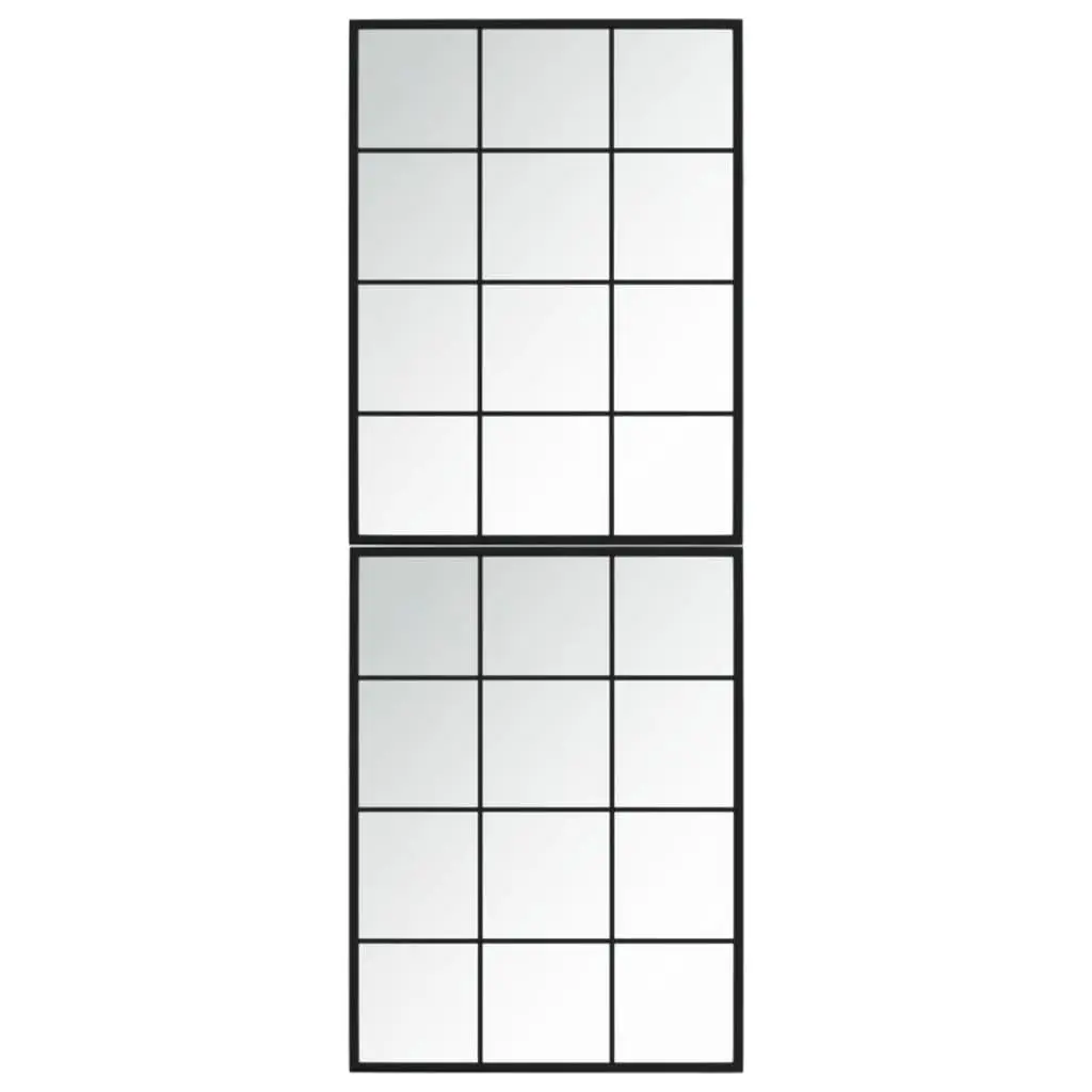 Wall Mirrors Black 80x60 cm Metal Frame 2 Pieces Decor Bedroom Living Room