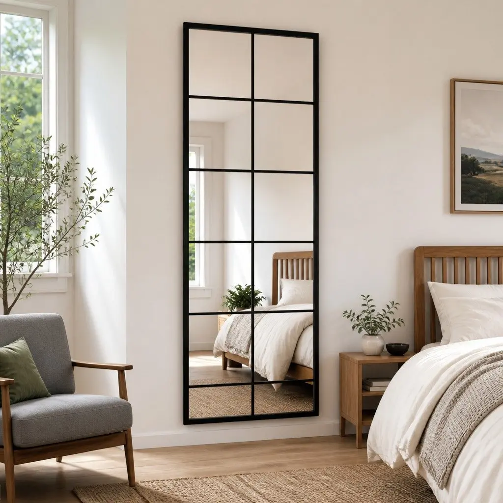 Wall Mirrors Black 100x40 cm Metal Frame 2 Piece Decorative for Bedroom Bathroom