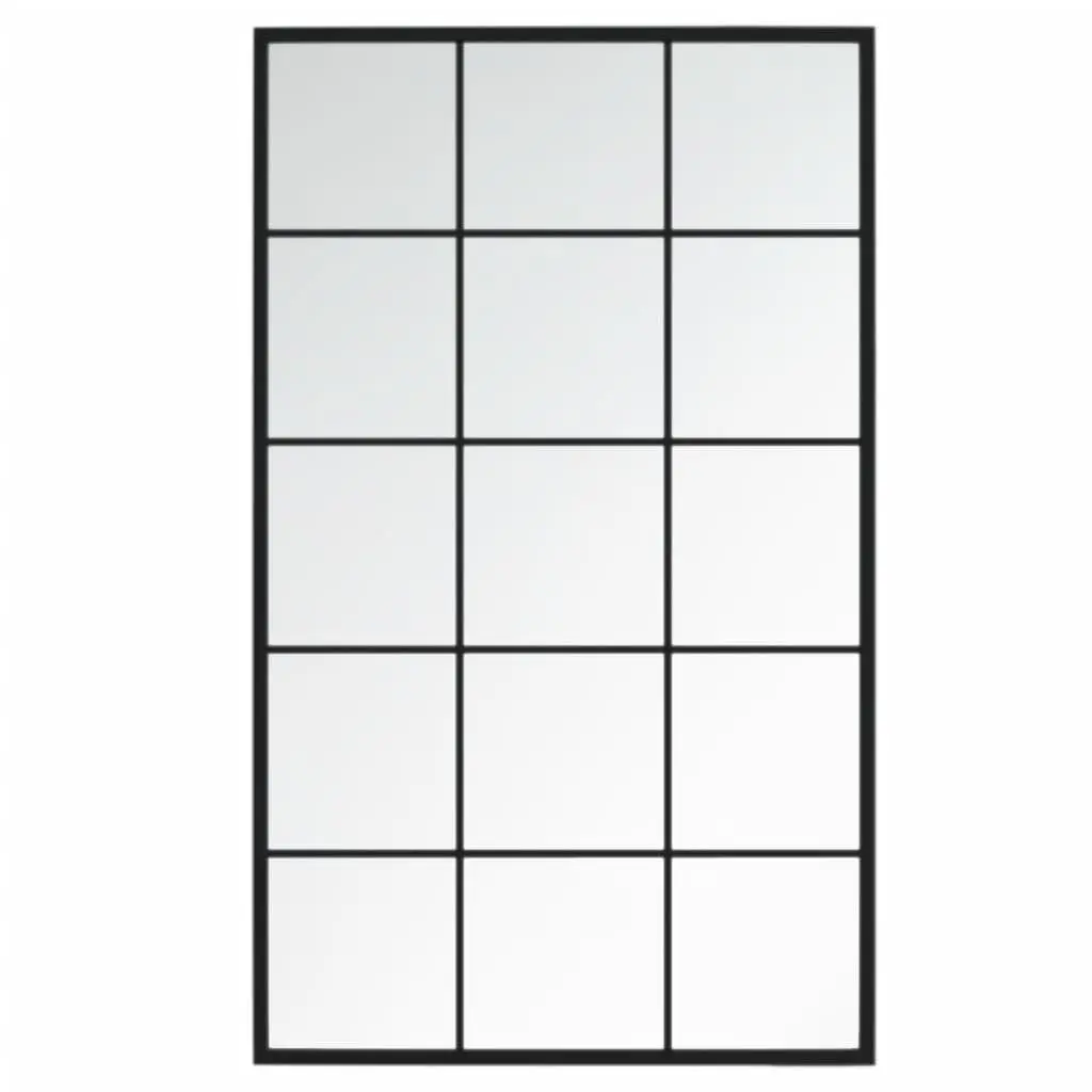 Wall Mirrors Set of 2 Black Metal Frame Square 100x60cm Wall Mounted for Bedroom Hallway