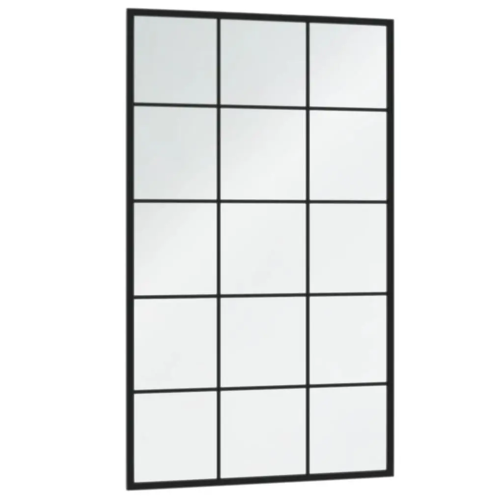Black Wall Mirror Set of 4 Pieces 100x60 cm Metal Frame for Home Decor and Bathroom