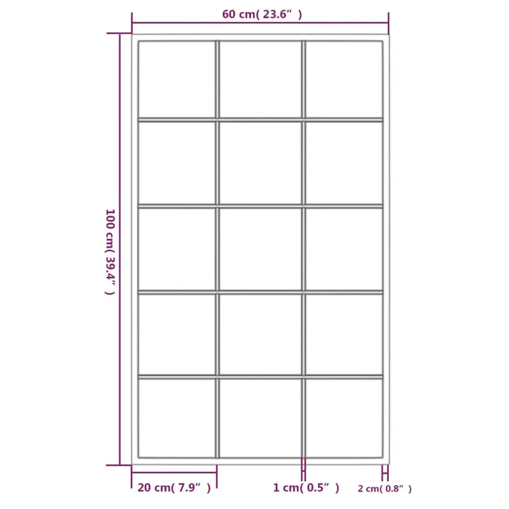 Black Wall Mirror Set of 4 Pieces 100x60 cm Metal Frame for Home Decor and Bathroom