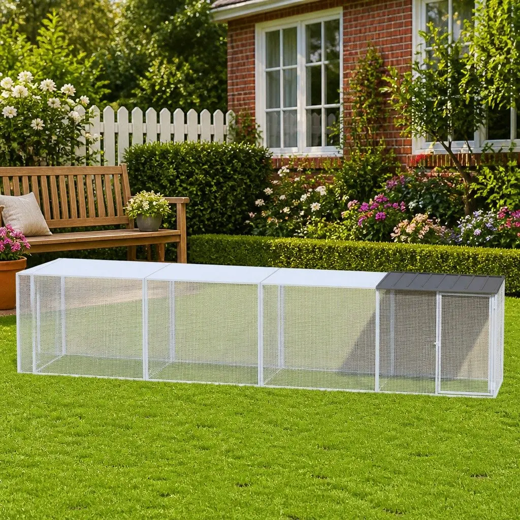 Chicken Cage Anthracite Galvanised Steel Small Animal Habitat with Roof
