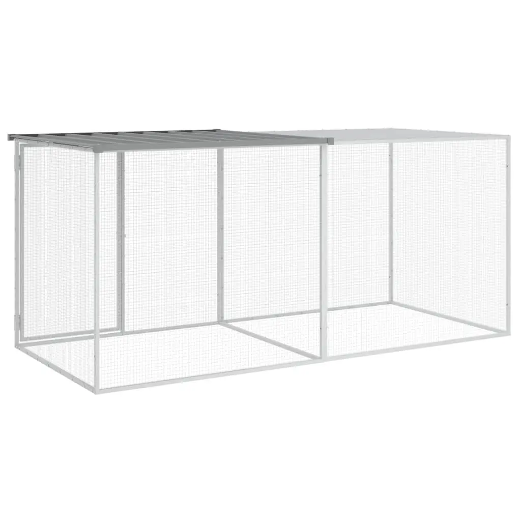 Chicken Cage Grey Small Animal Enclosure with Roof Galvanised Steel